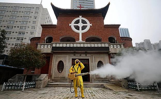 Desinfección de Wuhan, marzo de 2020. 