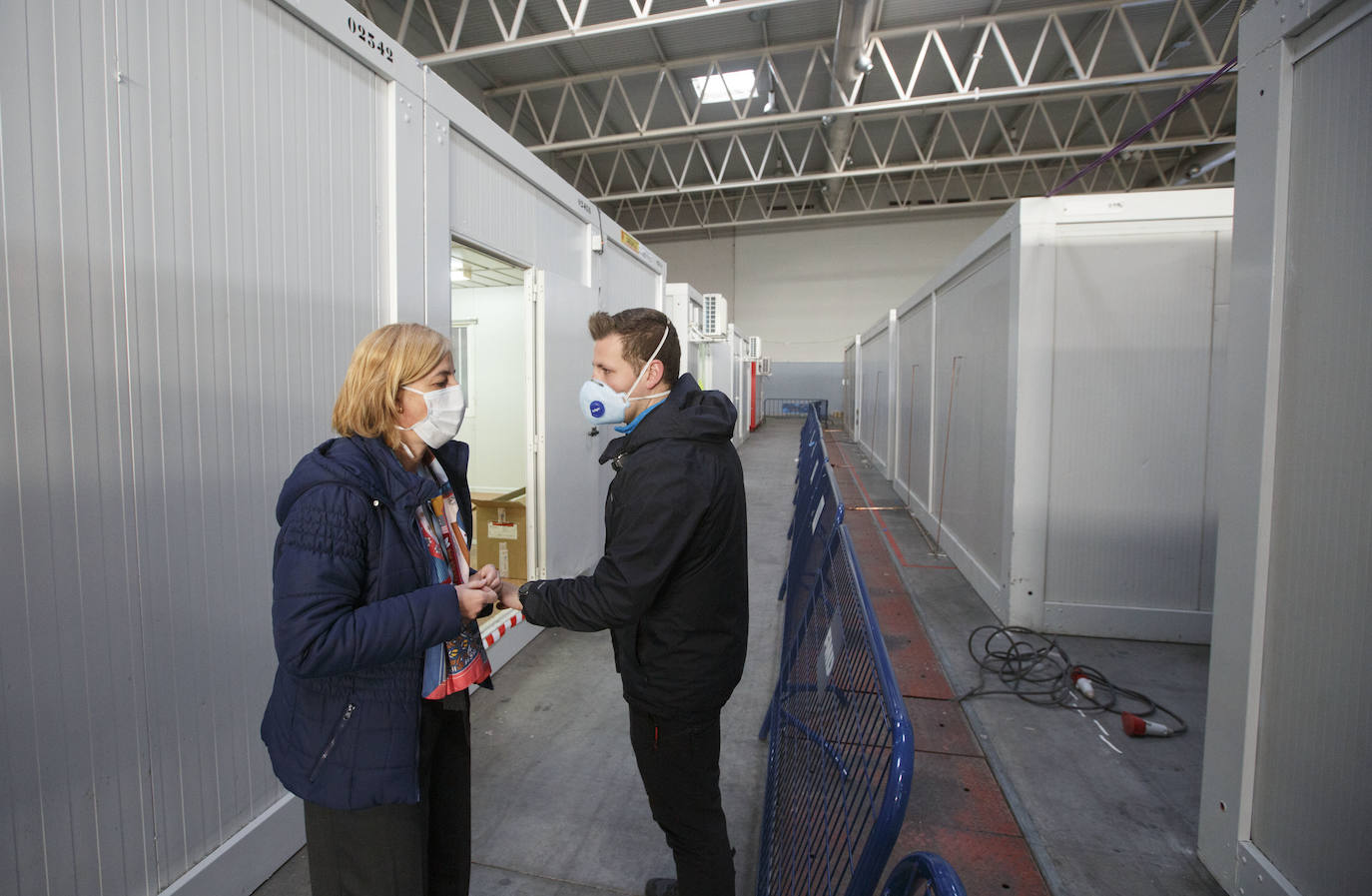 Instalaciones sanitarias habilitadas en el recinto de la Feria de Valladolid para atender a pacientes del coronavirus. 