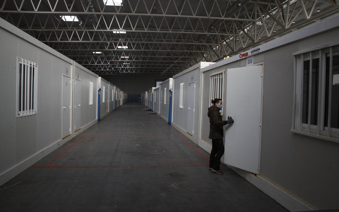 Instalaciones sanitarias habilitadas en el recinto de la Feria de Valladolid para atender a pacientes del coronavirus. 