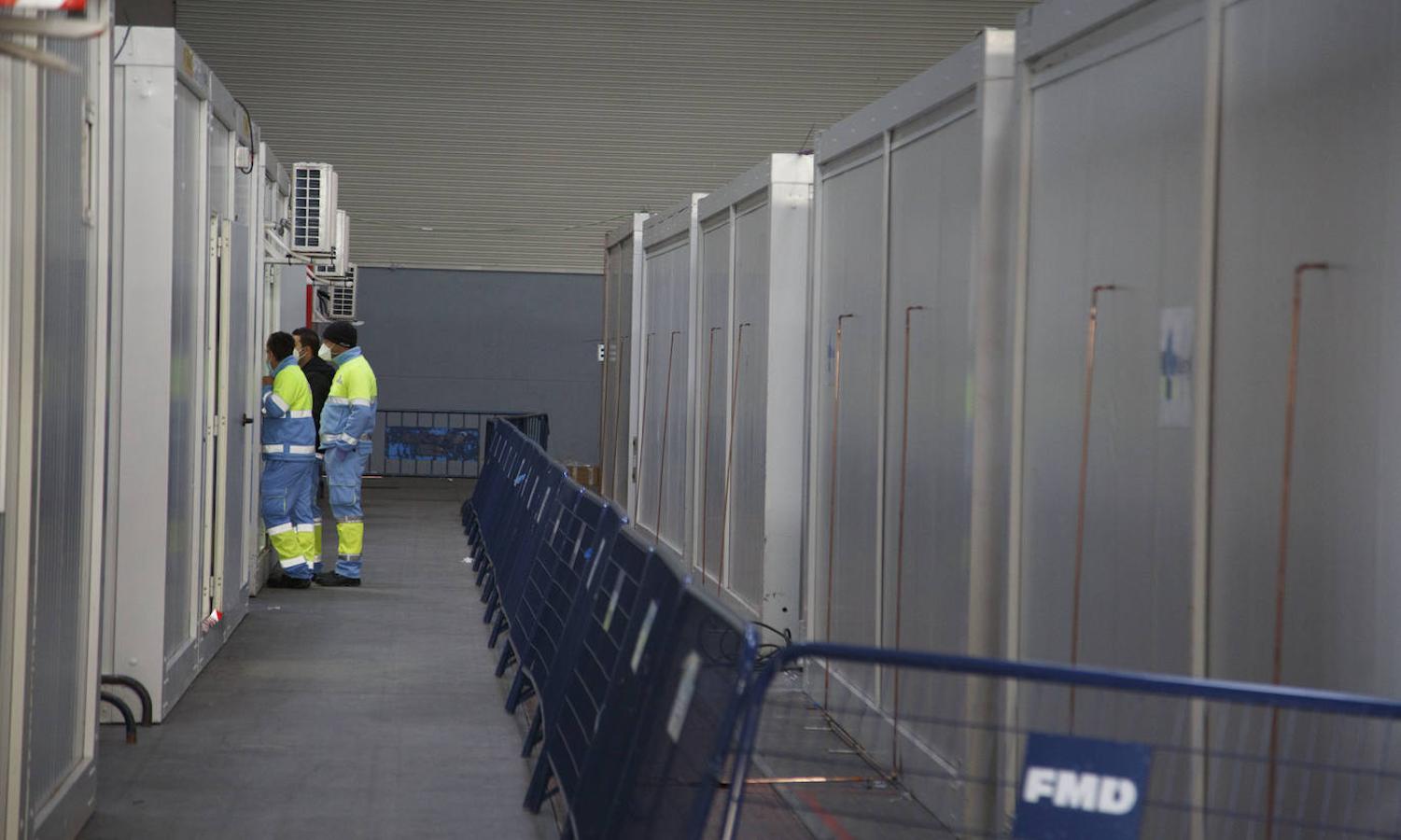 Instalaciones sanitarias habilitadas en el recinto de la Feria de Valladolid para atender a pacientes del coronavirus. 