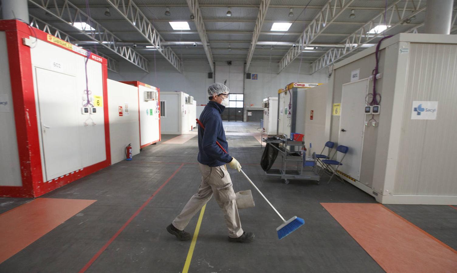 Instalaciones sanitarias habilitadas en el recinto de la Feria de Valladolid para atender a pacientes del coronavirus. 