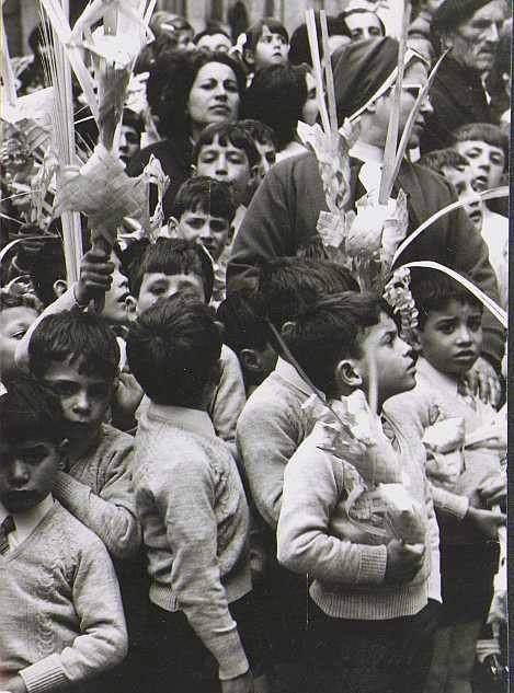 Procesión de la Borriquilla en Valladolid en la década de los setenta. 