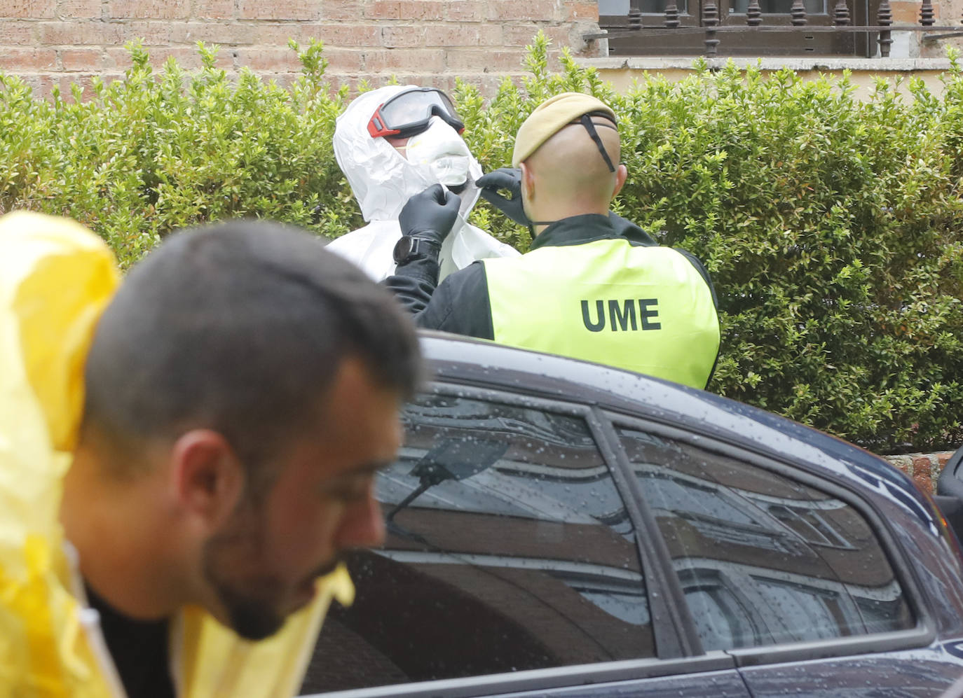 La UME prosigue con tareas de desinfección en Palencia.