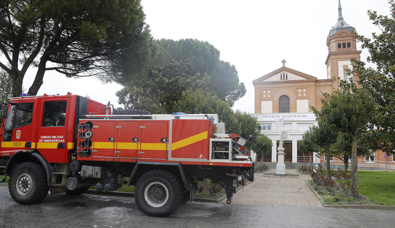 La UME prosigue con tareas de desinfección en Palencia.