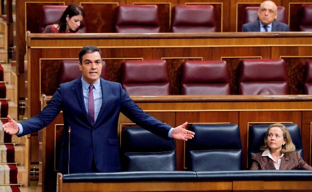 Sánchez, este miércoles, durante el control al Gobierno en el Congreso. 