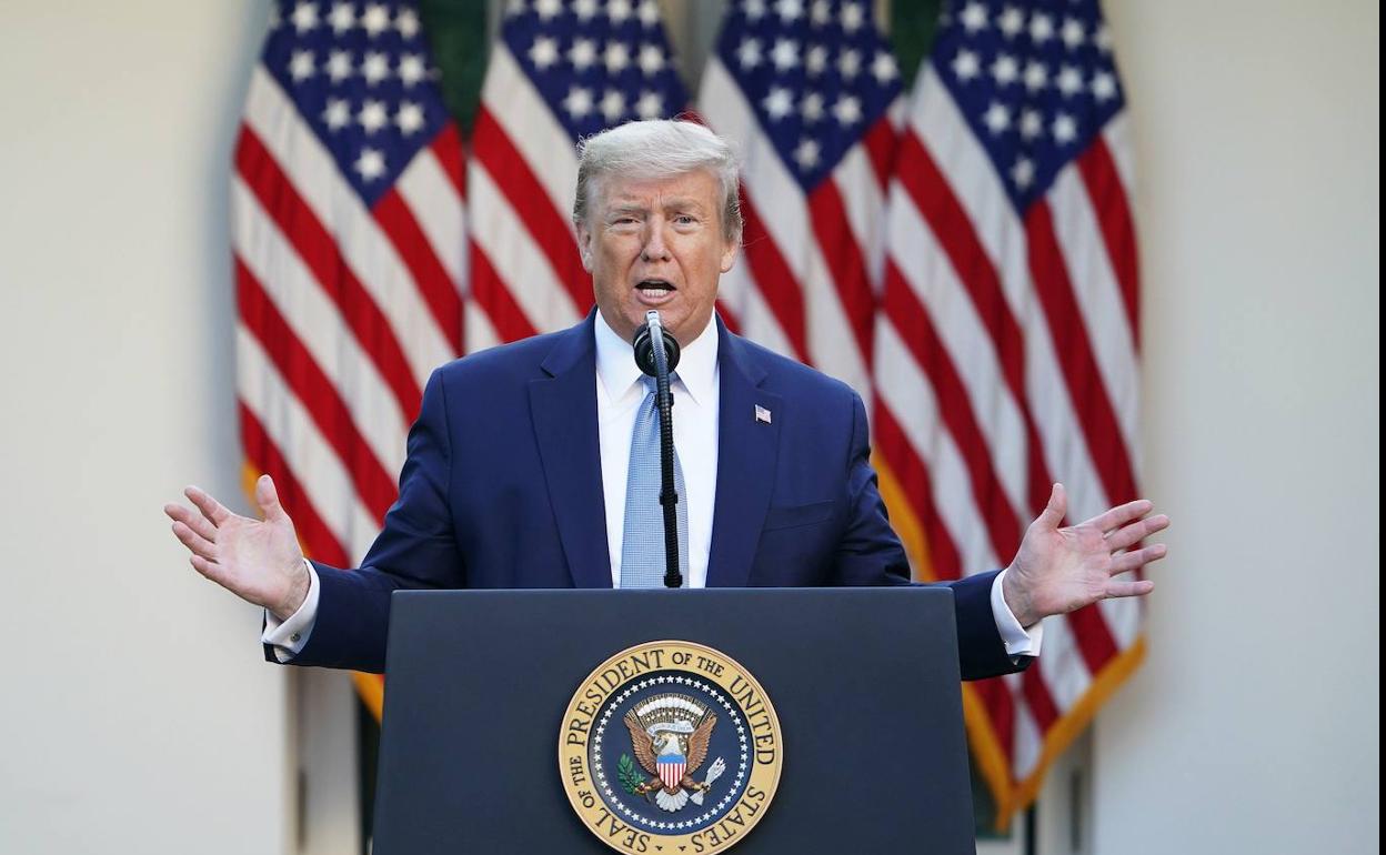 Dolanl Trump, en un intervención sobre la covid-19