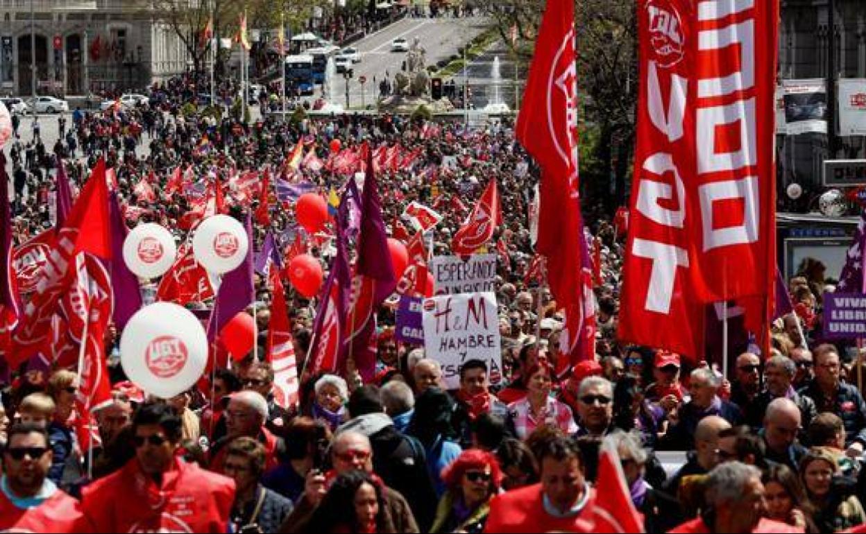 Una imagen de la manifestación en Madrid con motivo del Primero de Mayo del pasado año. 