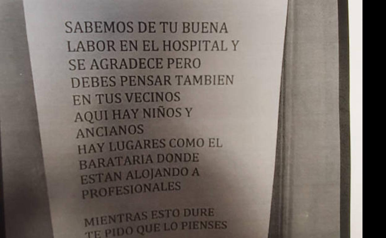 Mensaje dirigido a la doctora. 
