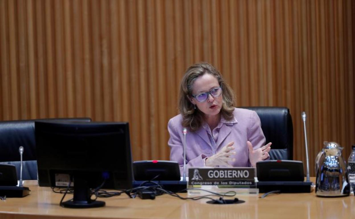 Nadia Calviño, ministra de Asuntos Económicos, esta semana en una comparecencia en el Congreso 