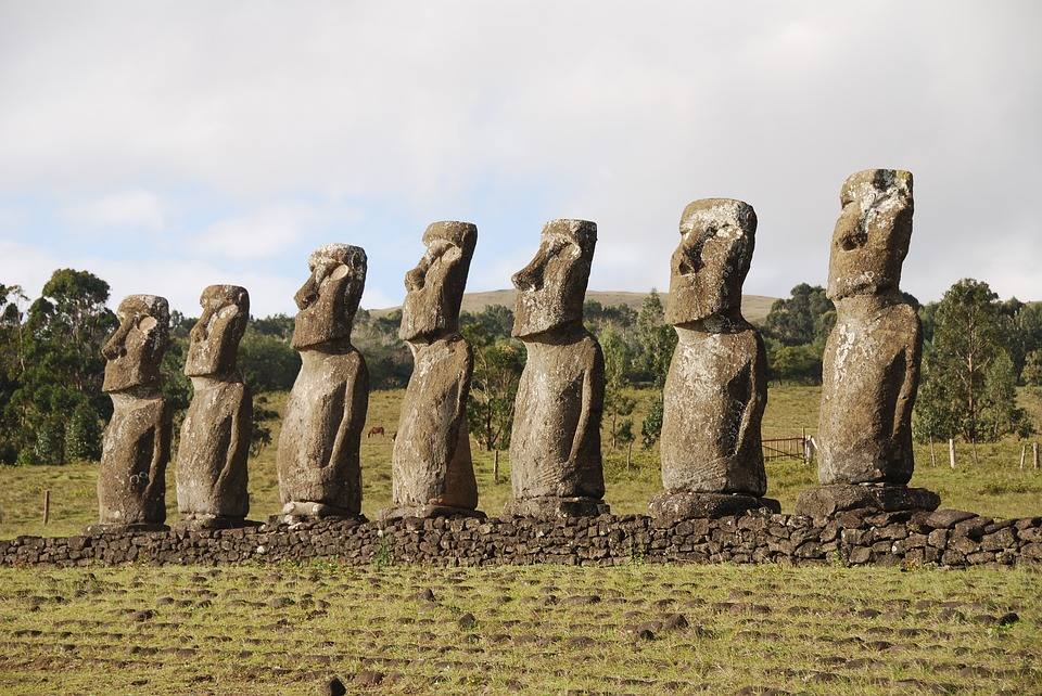 Isla de Pascua | Se encuenra en Chile y es la isla más alejada de un punto de tierra firme. Se caracteriza por estos moais, unas misteriosas y antiguas formaciones rocosas que llenan todo el lugar.