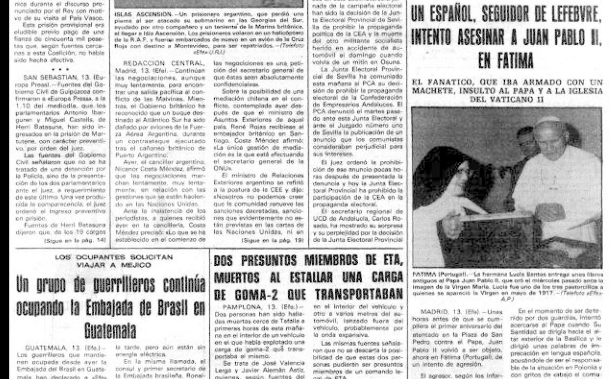 Portada de El Norte del 14 de mayo de 1982.