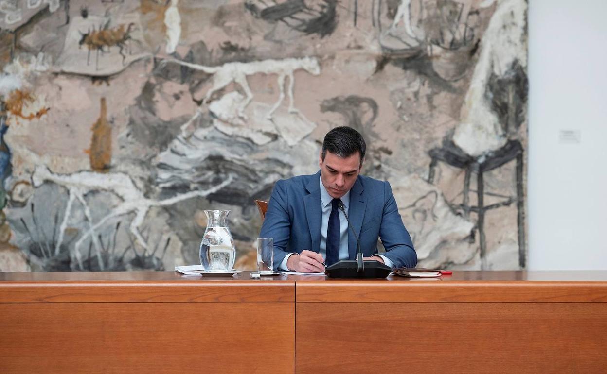 El presidente del Gobierno, Pedro Sánchez, ayer durante la reunión del Comité Técnico para la Desescalada.