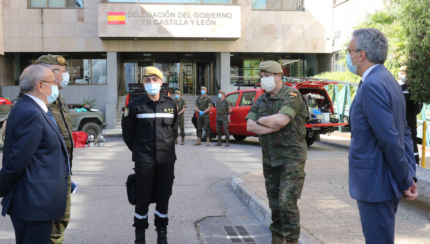 El delegado del Gobierno, Javier Izquierdo, preside el balance que presentará la Unidad Militar de Emergencias y el Ejército de Tierra sobre sus actuaciones en Castilla y León desde que se decretara el estado alarma. 