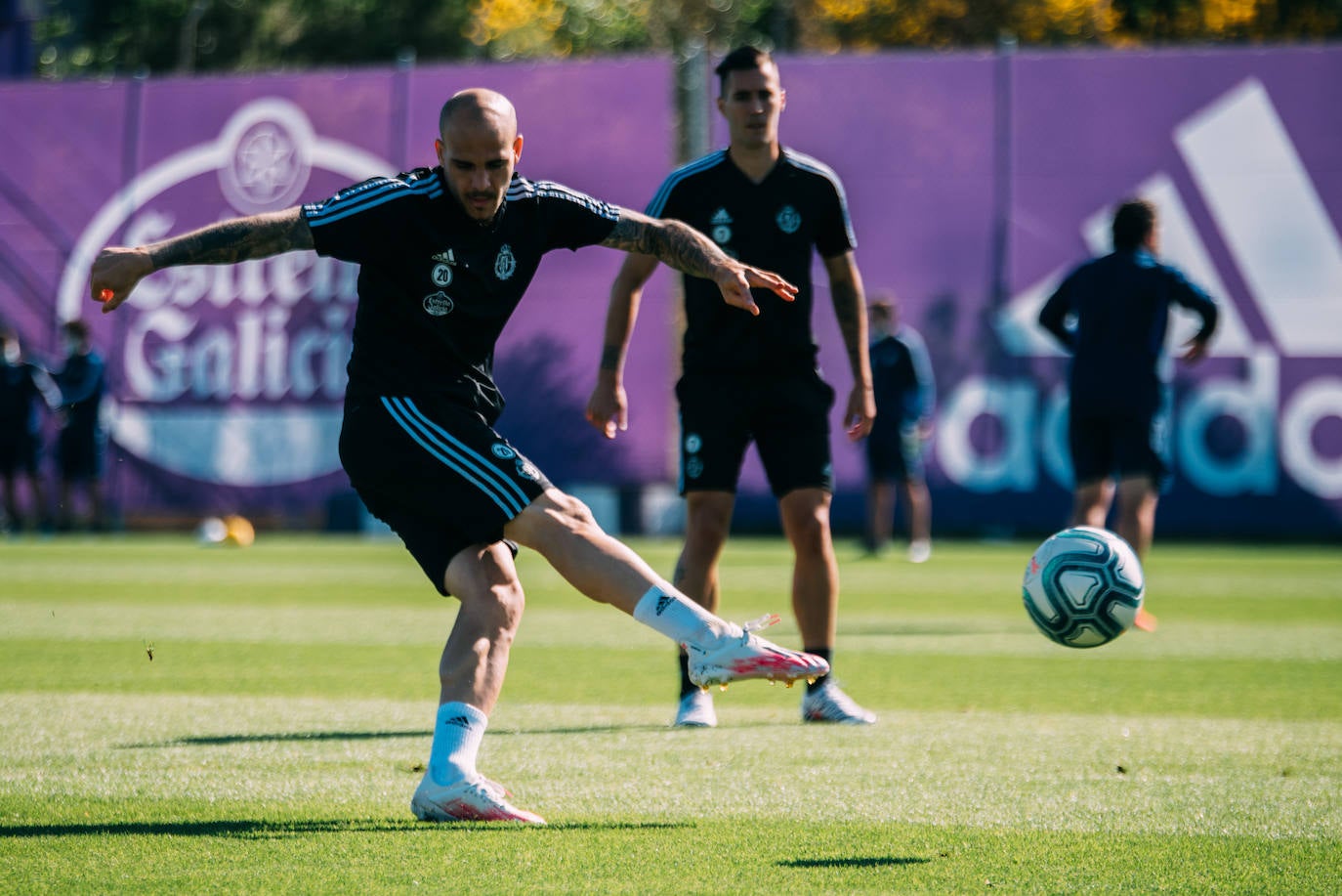 Los jugadores del Pucela se han ejercitado hoy en las instalaciones del Real Valladolid. 