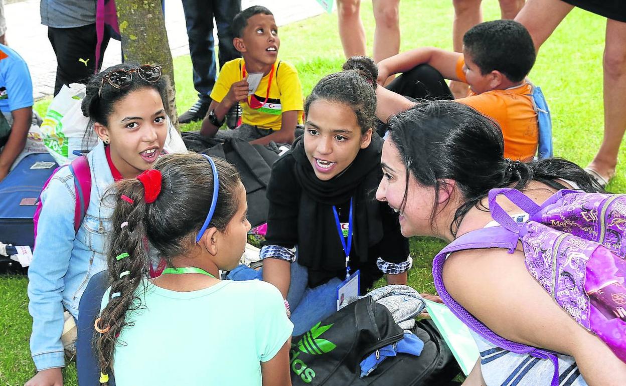 Llegada de los niños saharauis a Palencia, en julio del año pasado.
