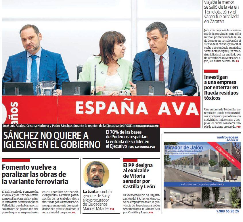 Hemeroteca: «Sánchez no quiere a Iglesias en el Gobierno»