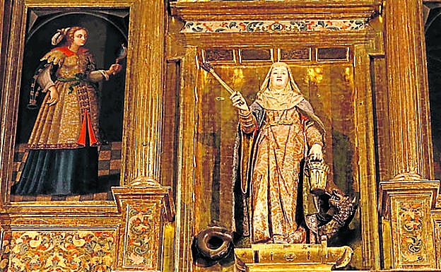 Talla de Santa Marta y pinturas de los donantes. 