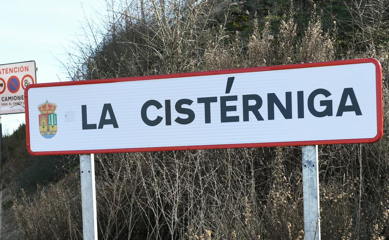 Cartel de entrada al municipio vallisoletano de La Cistérniga.