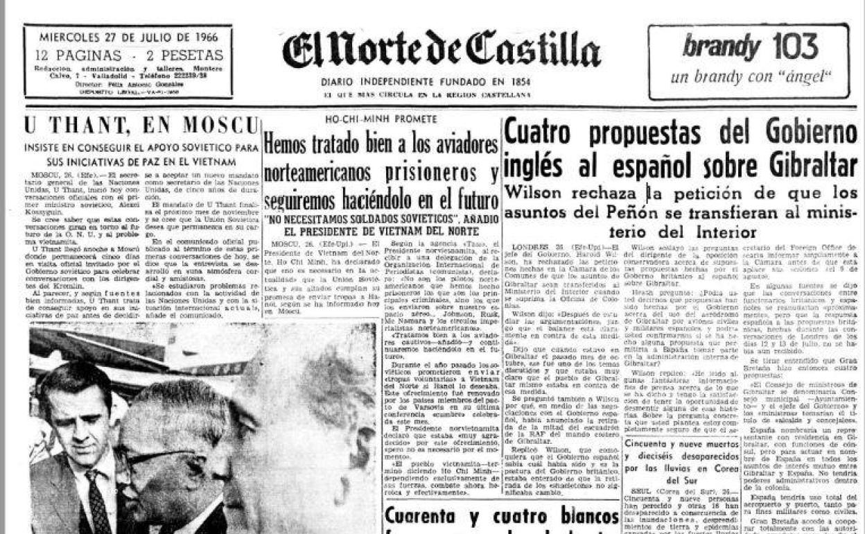 Portada de El Norte de Castilla del 27 de julio de 1966. 