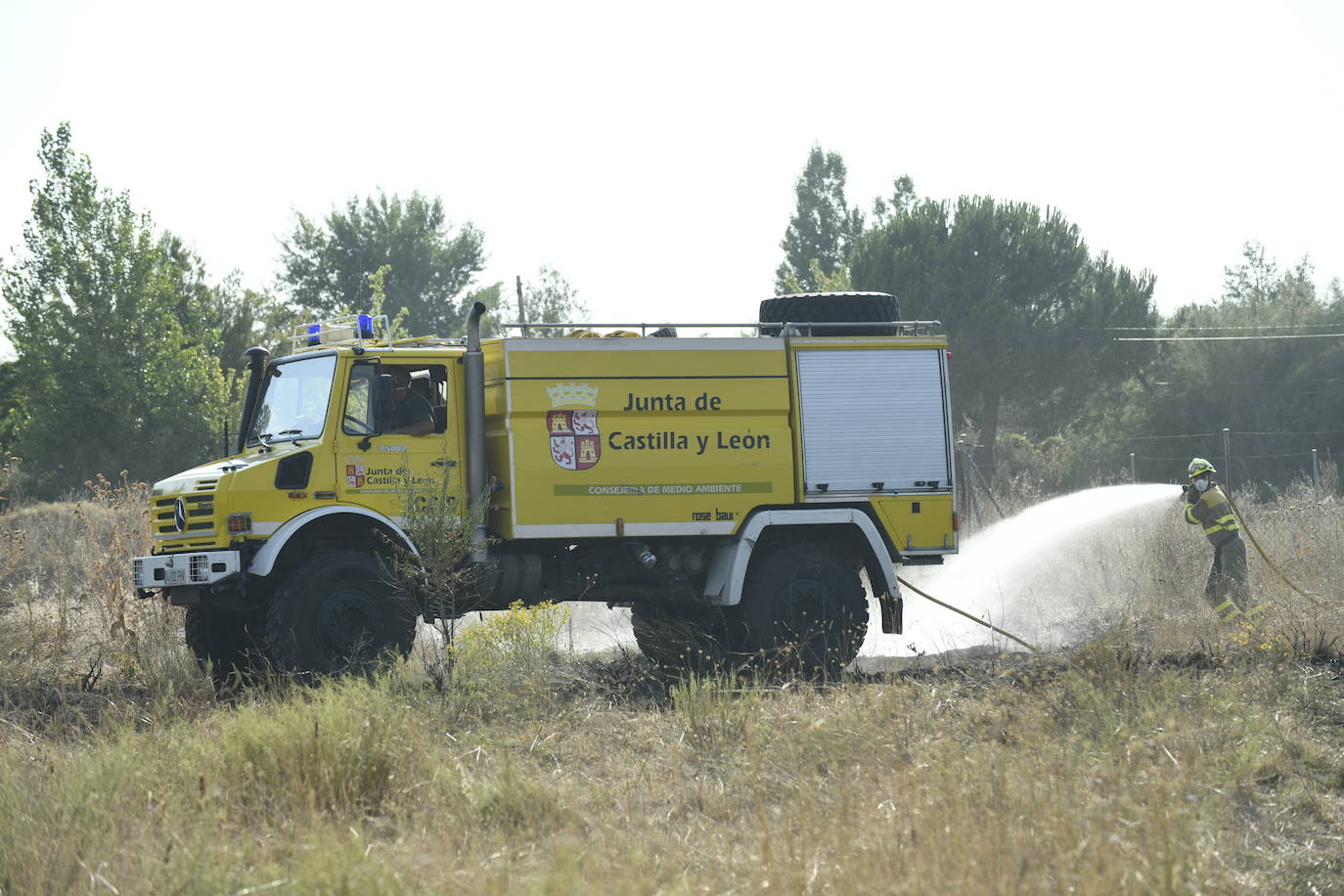 Se ha originado en el borde de la carretera aunque después se ha extendido al interior de una parcela donde se encontraban casetas de feria almacenada