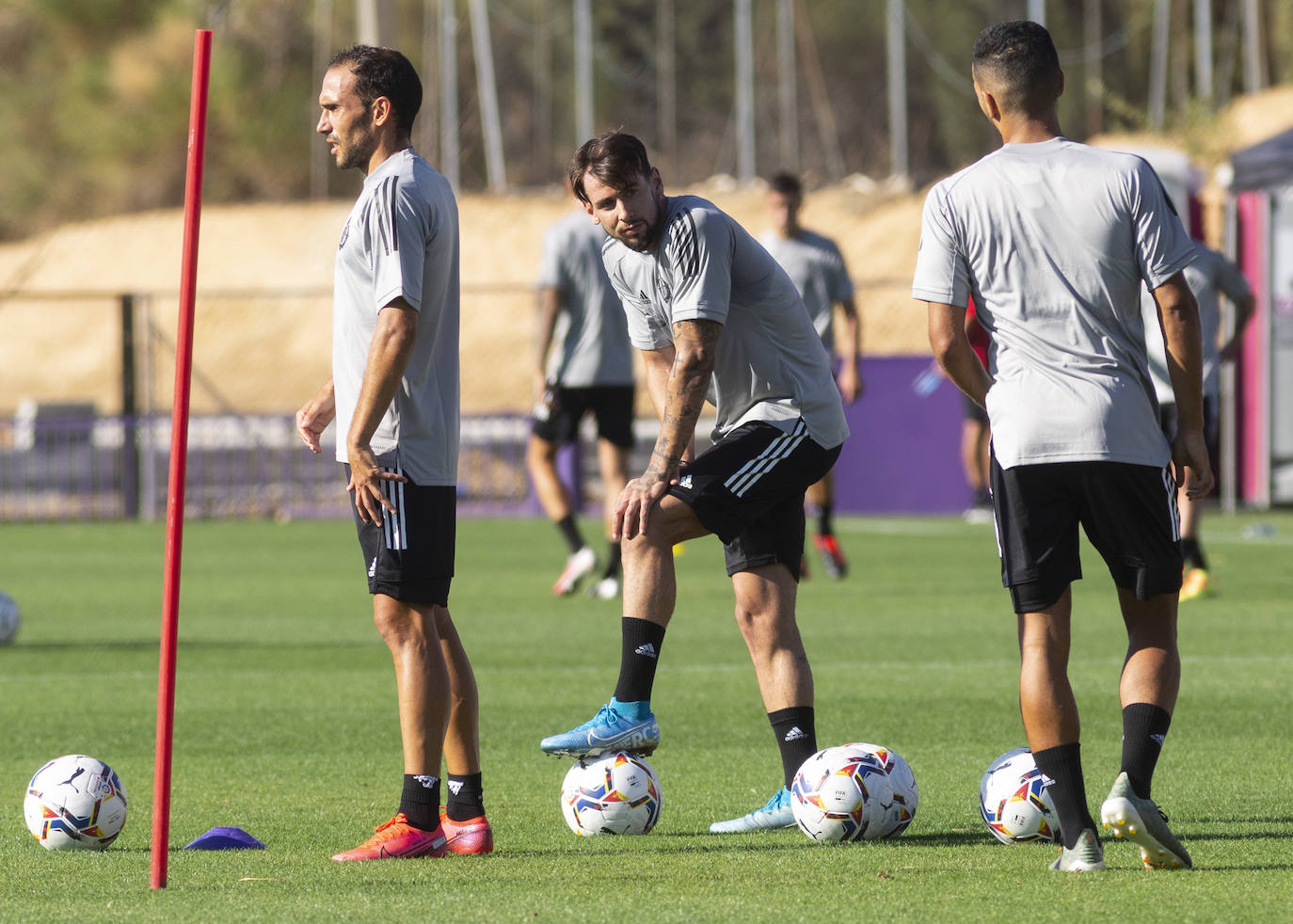 La plantilla del Real Valladolid ha entrenado esta mañana en los Anexos del estadio José Zorrilla. 