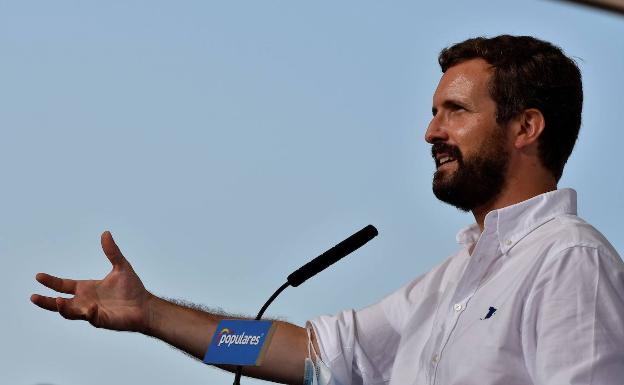 Casado, en un acto del PP en Balanegra, Almería, la semana pasada.