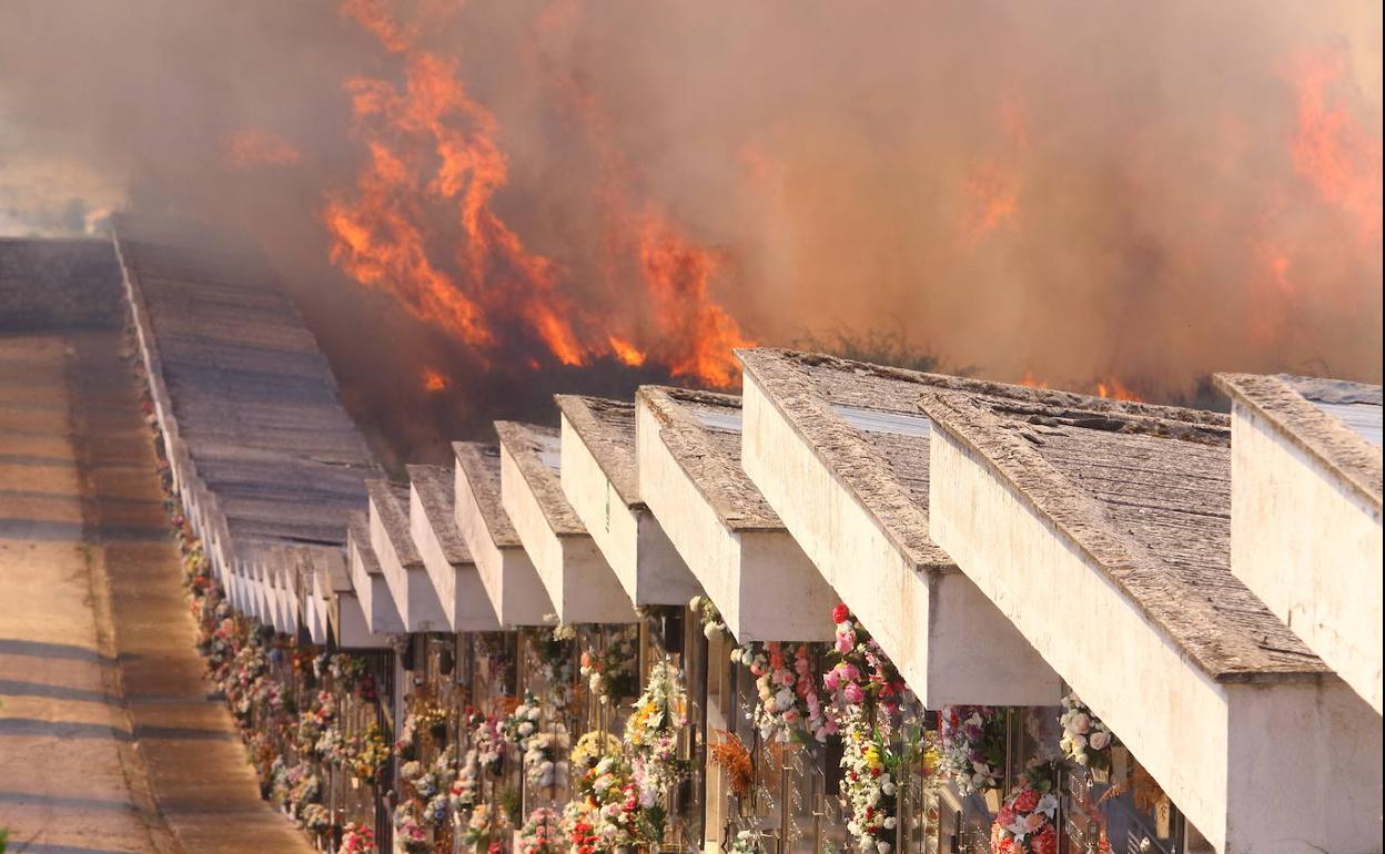 Incendio en las inmediaciones del cementerio municipal de Ponferrada. 