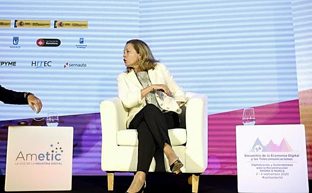 Nadia Calviño en la inauguración de las jornadas organizadas por Ametic.