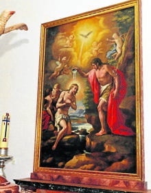 Imagen secundaria 2 - Arriba, el majestuoso órgano de la Iglesia Parroquial; debajo, ermita del Cristo del Humilladero, acceso al cementerio municipal y cuadro del bautizo de Cristo, obra de un discípulo de Goya. 