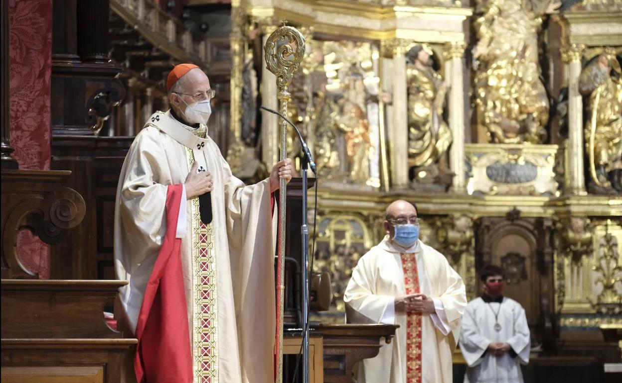 El cardenal arzobispo de Valladolid, Ricardo Blázquez, durante la homilía en la Catedral.