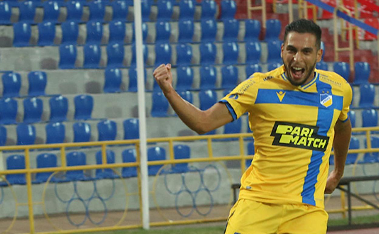 Anuar celebra su gol con el APOEL ante el Kaisar Kyzylorda de Kazajistán 