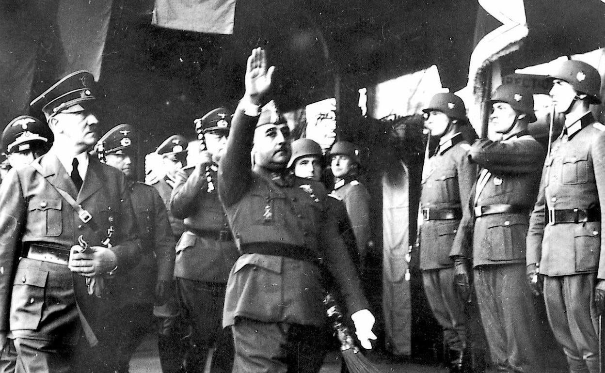 Hitler y Franco, durante su encuentro en Hendaya.