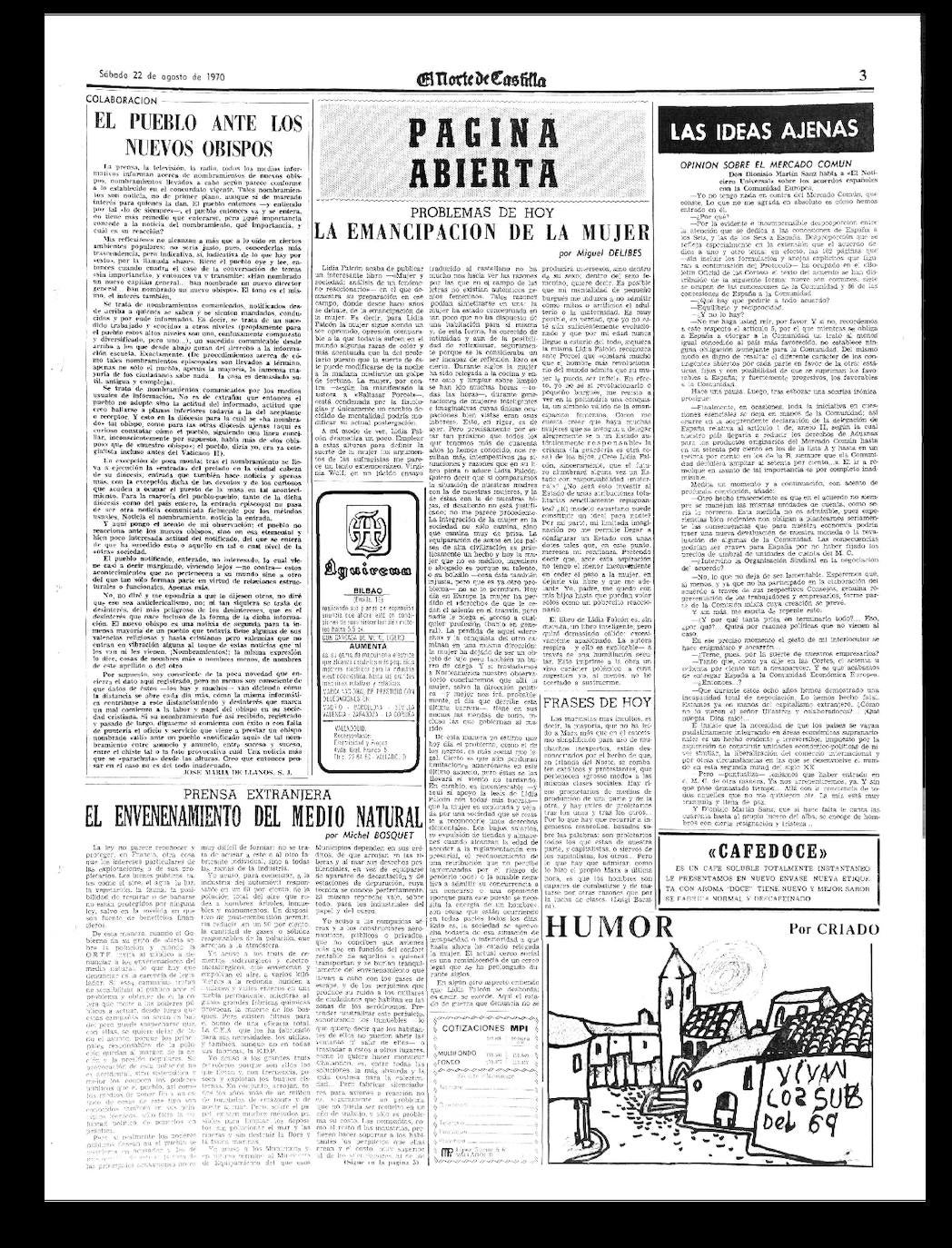 En el verano de 1942 inserta su primer artículo, titulado 'El deporte de la caza mayor' | En 1944, y después de hacer un curso acelerado en la Escuela de Periodismo de Madrid, se convirtió en redactor de El Norte, donde empezó ya a hacer críticas de cine y de libros, así como artículos | Al tiempo que adquiría nuevas responsabilidades en el periódico, donde fue nombrado subdirector en 1953 y director en 1958, comenzó a publicar una serie de artículos sobre cine, sección que tituló 'Desde la cabina'. También hizo entrevistas, información internacional los domingos y comentarios deportivos