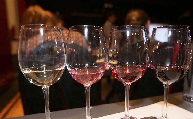 Copas con distintos vinos 