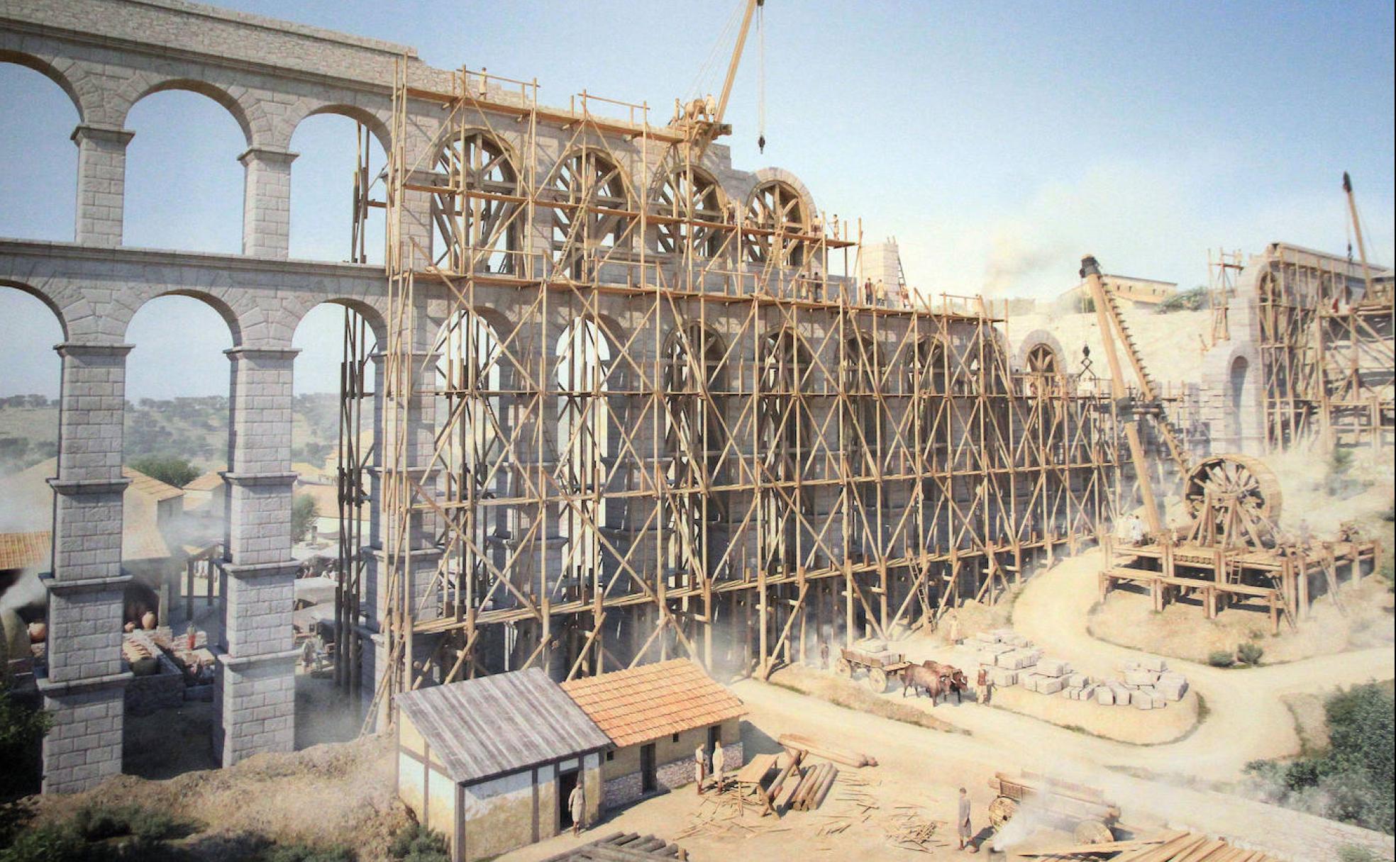 Recreación de la construcción del Acueducto. 