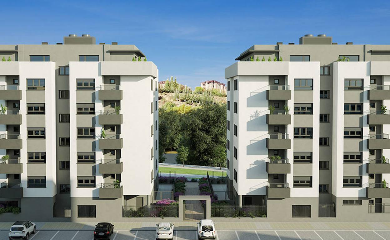 Los dos edificios que conforman la promoción Gamboa e Isunza de AEDAS Homes en Valladolid.