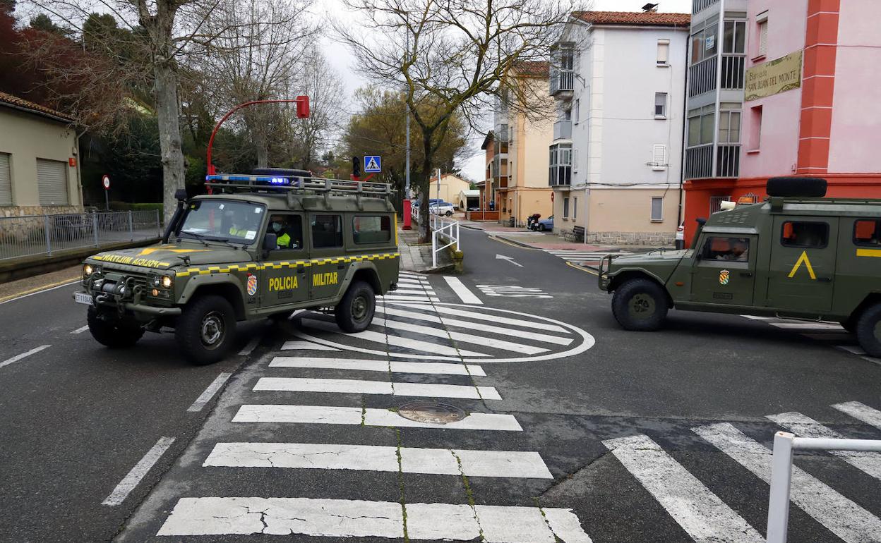 La Unidad Militar de Emergencias (UME) desplegándose en Miranda de Ebro el pasado marzo. 