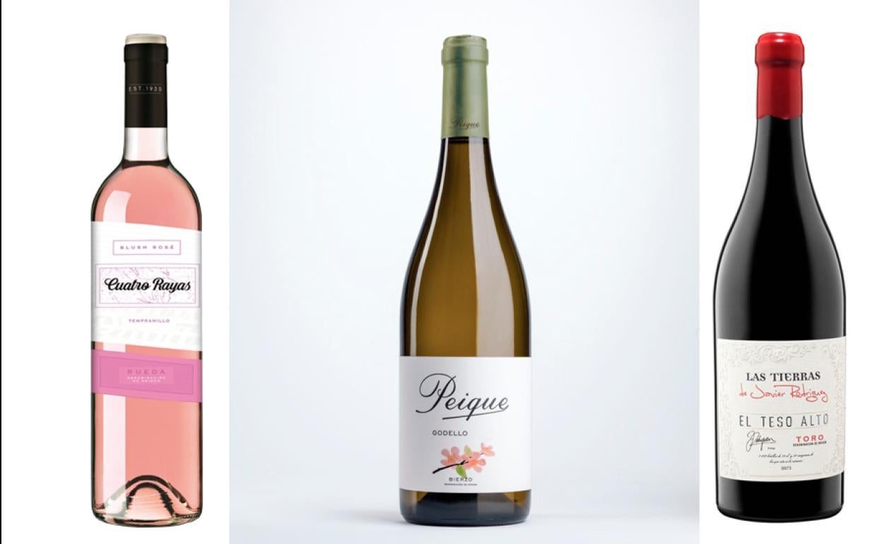 Cuatro Rayas Blush Rosé, Peique Godello 2019, Las Tierras El Teso Alto.  