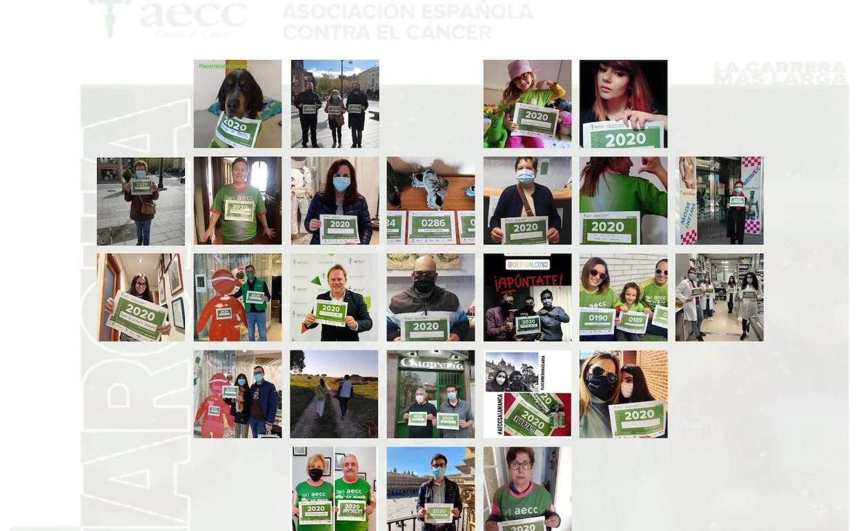 Imágenes de algunos de los inscritos en la carrera que ayer subió AECC a las redes sociales. 