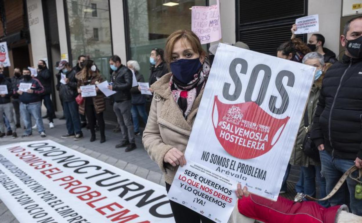 Manifestación de los hosteleros en contra de las restricciones por la pandemia