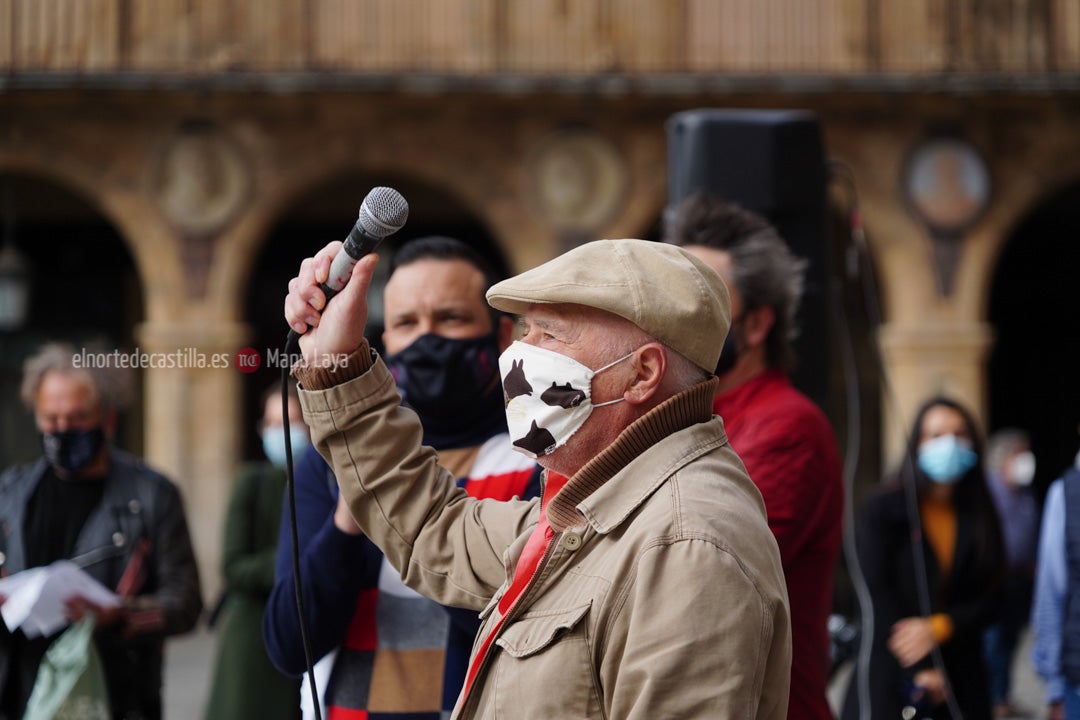 Concentración de autónomos en la Plaza Mayor de Salamanca