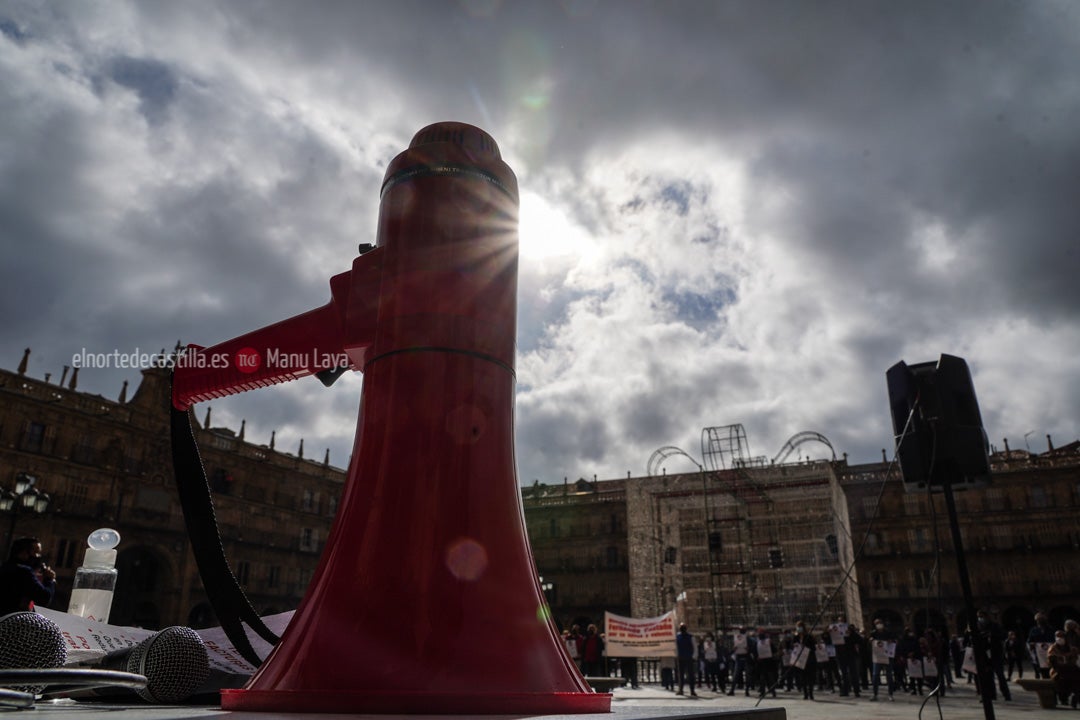 Concentración de autónomos en la Plaza Mayor de Salamanca