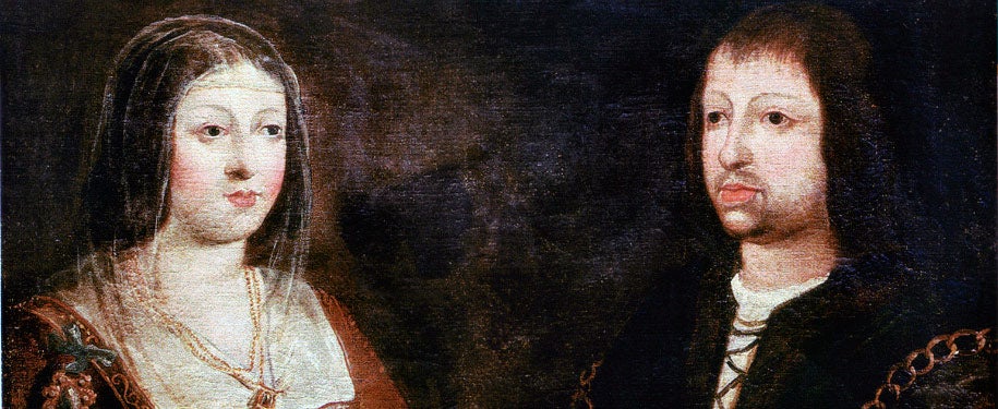 Retrato al óleo de los Reyes Católicos, Isabel de Castilla y Fernando de Aragón. La pintura está datada en el siglo XV y localizada en el convento de las Agustinas, en Madrigal de las Altas Torres, Ávila. 