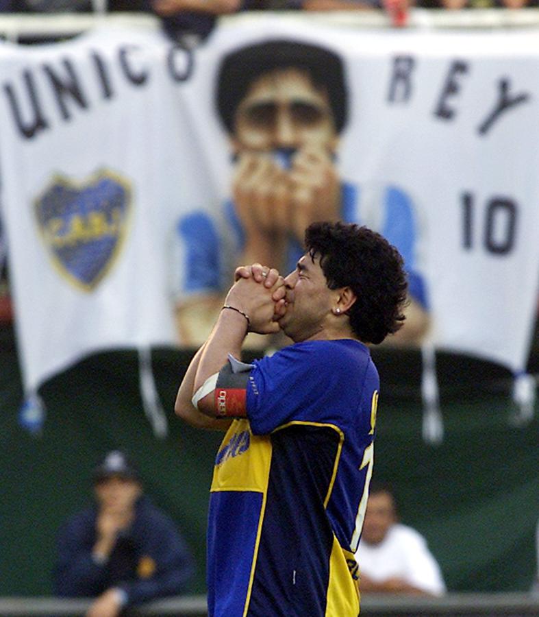 Durante el acto de despedida de Boca Juniors en La Bombonera.