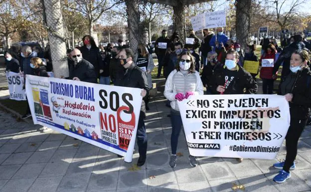 Manifestación de los hosteleros, este martes por la mañana. 