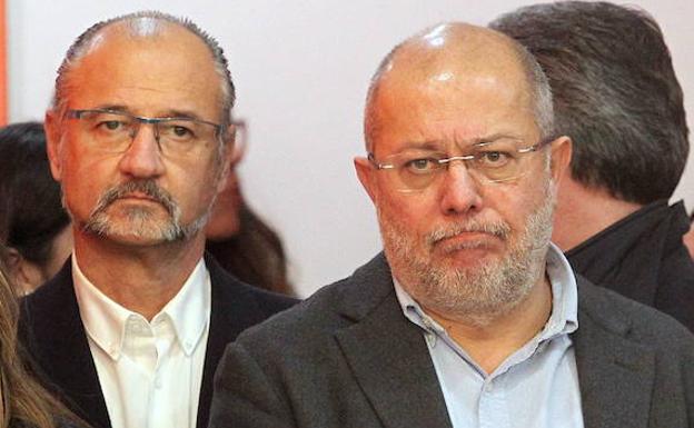 Luis Fuentes y Francisco Igea, en la sede nacional de Ciudadanos.