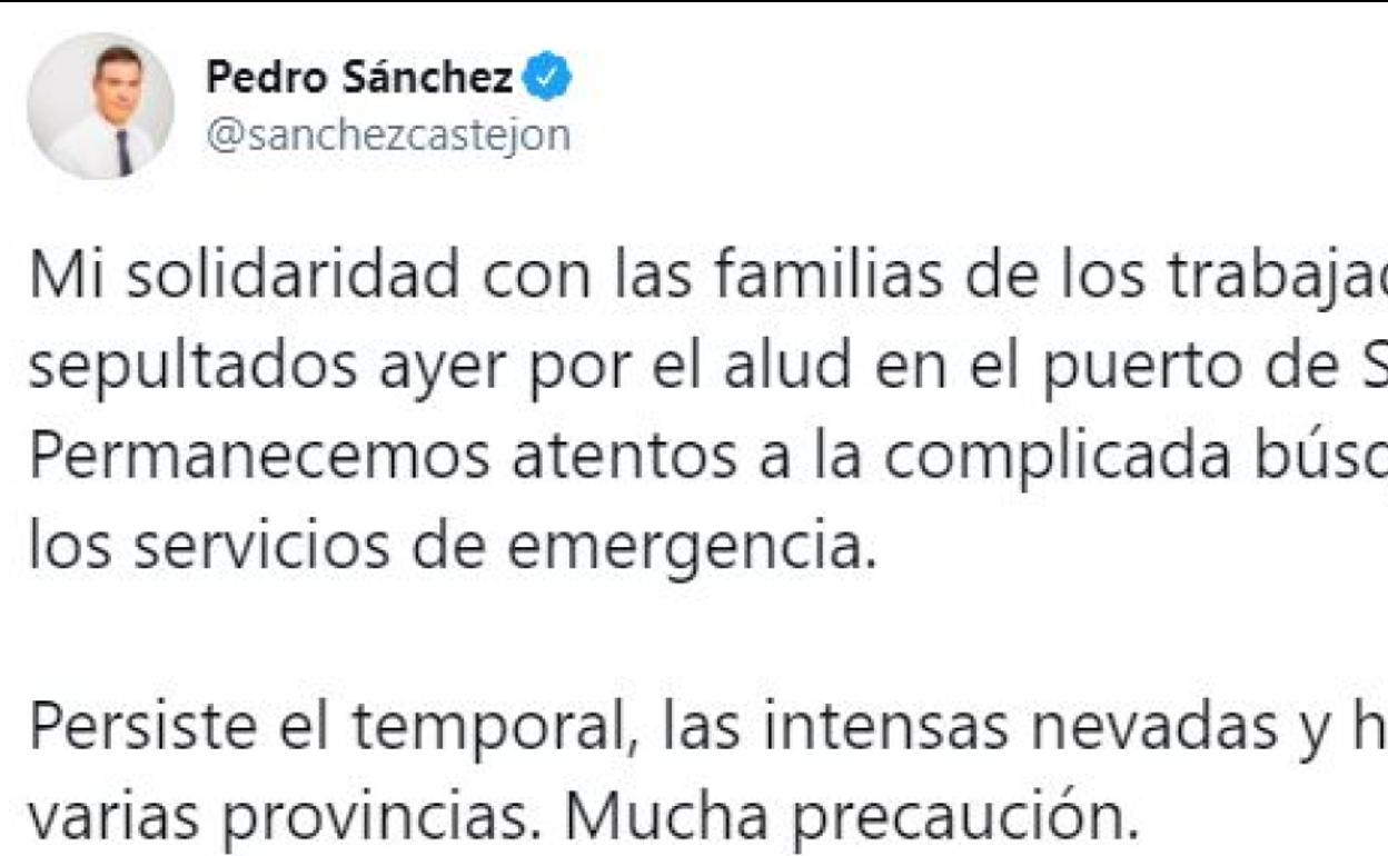 Intervención en el lugar donde se ha producido el alud.