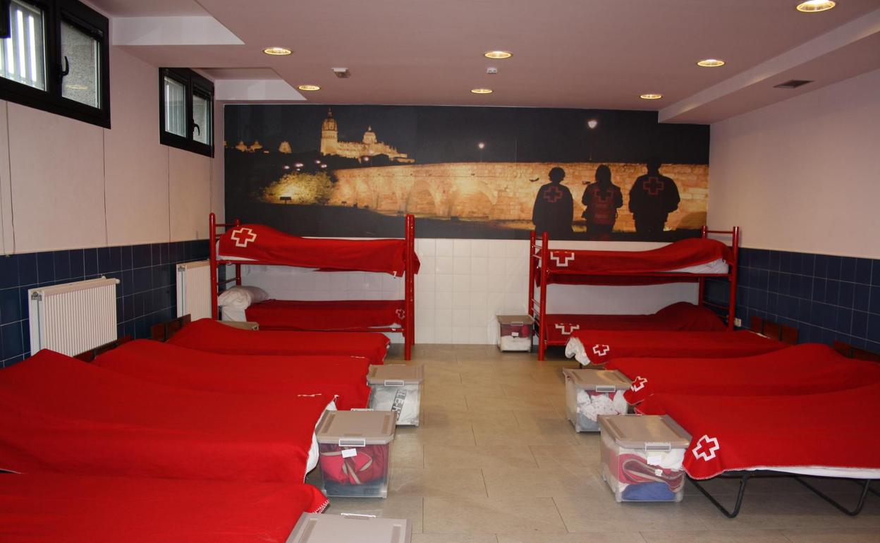 Instalaciones de Cruz Roja para personas sin hogar. 