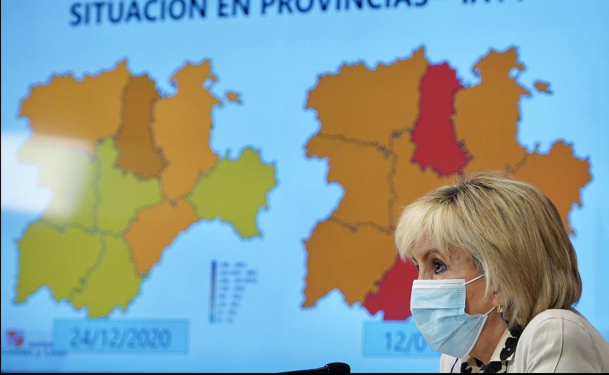 Verónica Casado, durante la rueda de prensa que ha ofrecido esta mañana para informar sobre la evolución de la pandemia. 