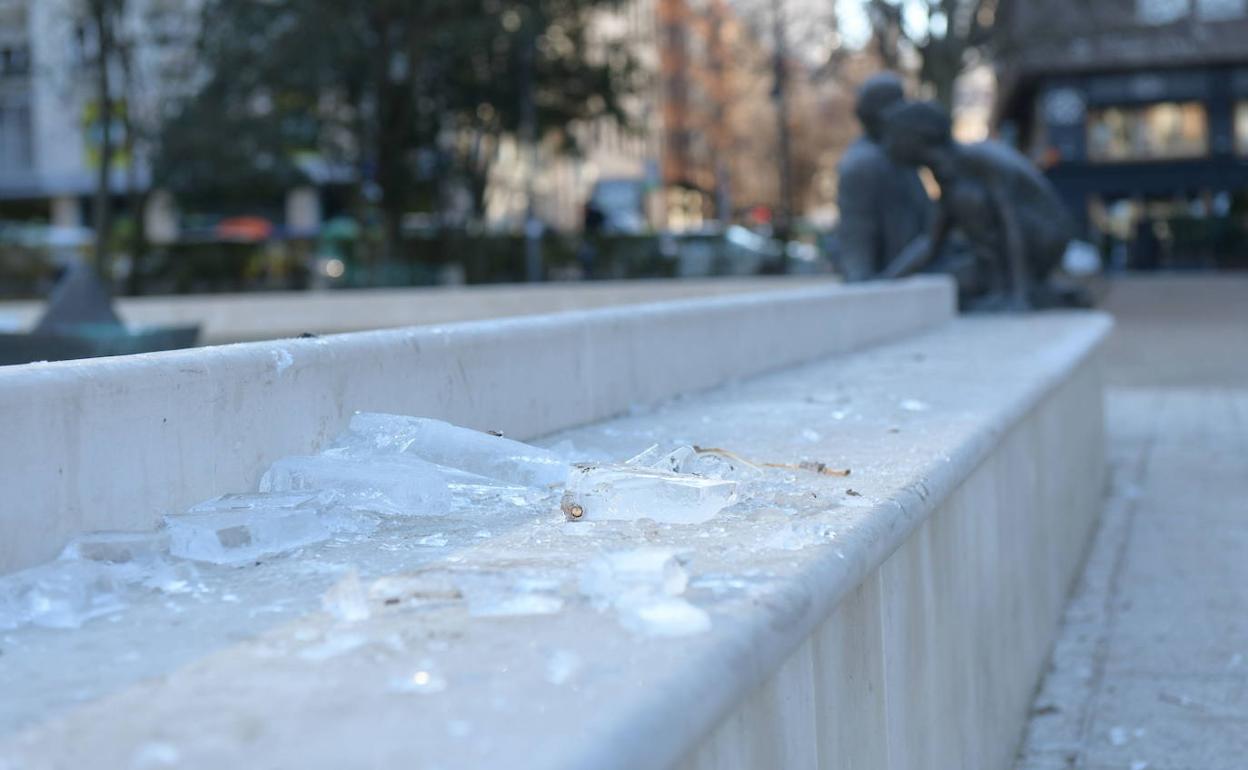 Fuente helada en Valladolid. 